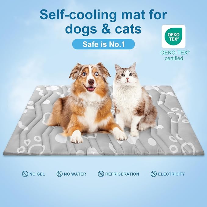 BEAUTYZOO Upgrade Dog Cooling Mat Extra Large, Reversible Self-Cooling Mat for Dogs, Thicken Pet Ice Cool Pad Blanket for Summer Kennel Sofa Bed Floor Car Seat, Machine Washable&Foldable, 48"x28"-PawvioPets
