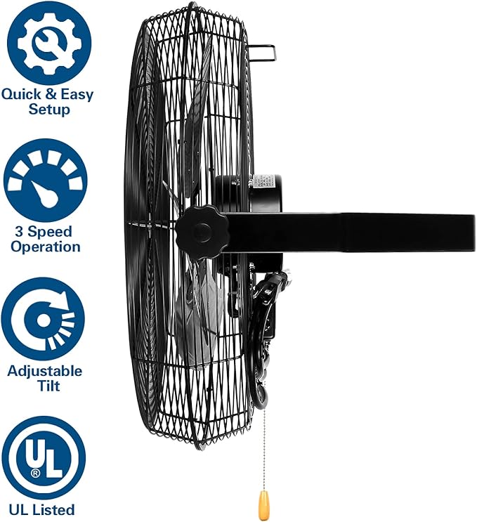 BILT HARD 18 inch Industrial Wall Fan, 4300 CFM, 3-Speeds High Velocity Wall Mount Fan with Sealed Motor, Heavy Duty Metal Barn Fans, 2 Pack-PawvioPets