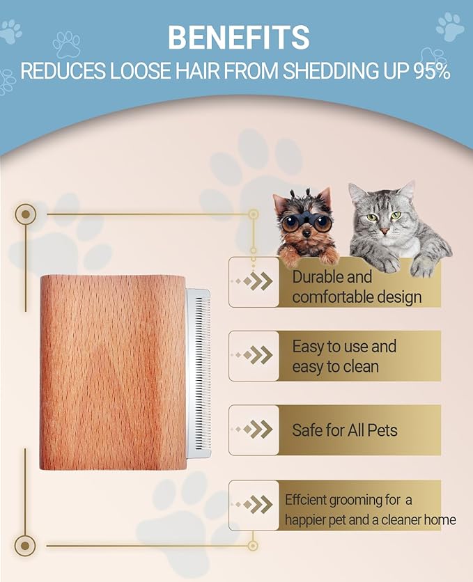 Dog Brush for Shedding | Pet Hair Removal Tool, Cat Grooming Supplies, Deshedding Dog Brush | Combs for cleaning and grooming short and long hair (S (3 Inch))-PawvioPets