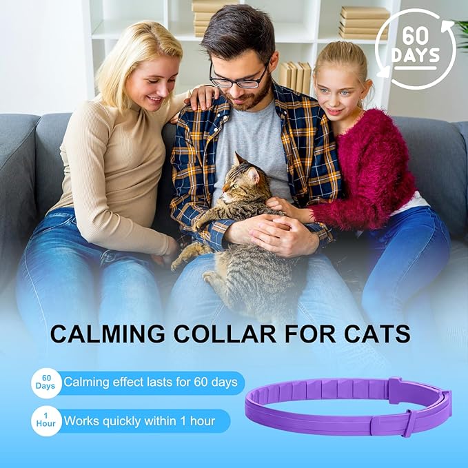 Calming Collar for Cats 4 Pack - Pheromone Collar for Stress and Anxiety Relief, Lasts 60 Days, Adjustable, Water-Resistant & Breakaway Design to Make Cats Relaxed-PawvioPets