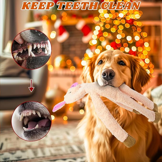 3 Pack No Stuffing Crinkle Squeaky Interactive Plush Dog Toys for Aggressive Chewers to Keep Puppy Busy for Boredom Small & Medium Breeds Furry Friend Teething Orange Fox Pink Pig Blue Hippo-PawvioPets