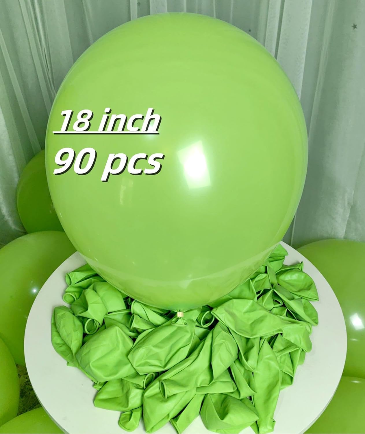90 Pack Light Green Balloons 18 inch Green Latex Big Balloons for Party Decorations and Events ZWZLIULIAN