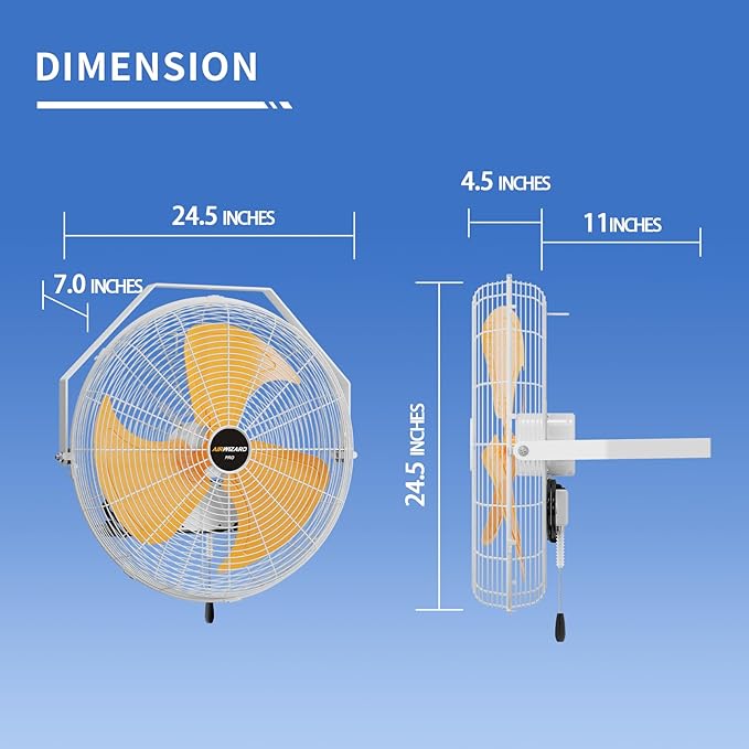 20 Inch Outdoor Wall Fan, 5800 CFM Waterproof Wall Mounted Fan Industrial Grade Metal Outdoor Fans, 3 Speeds, Adjustable Tilt, for Patio, Greenhouse, Garage, Gazebo Use, UL Listed-PawvioPets