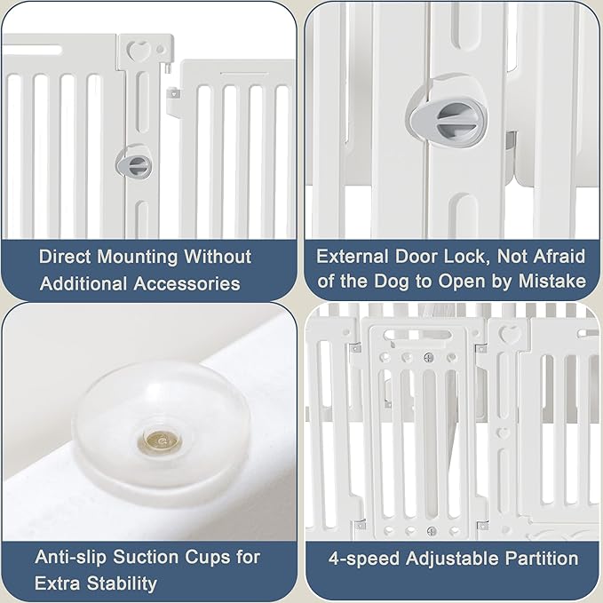 2 Room Dog Playpen with Door,DIY Shape Combination Puppy Pen,16-Panel+2 Link Piece+Large Door+Small Door,25.5" H Dog Fence,Non-Slip&Secure Pet Gate,Easy to Assemble-PawvioPets