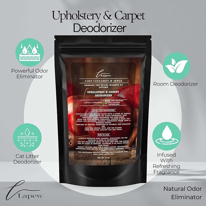 Cozy Cinnamon & Apple Carpet Freshener Powder: Powerful Odor Eliminator for Home, Upholstery Deodorizer, Carpet Deodorizer, Pet Urine, Cat Litter Box - Cozy Cinnamon & Apple Fragrance.-PawvioPets