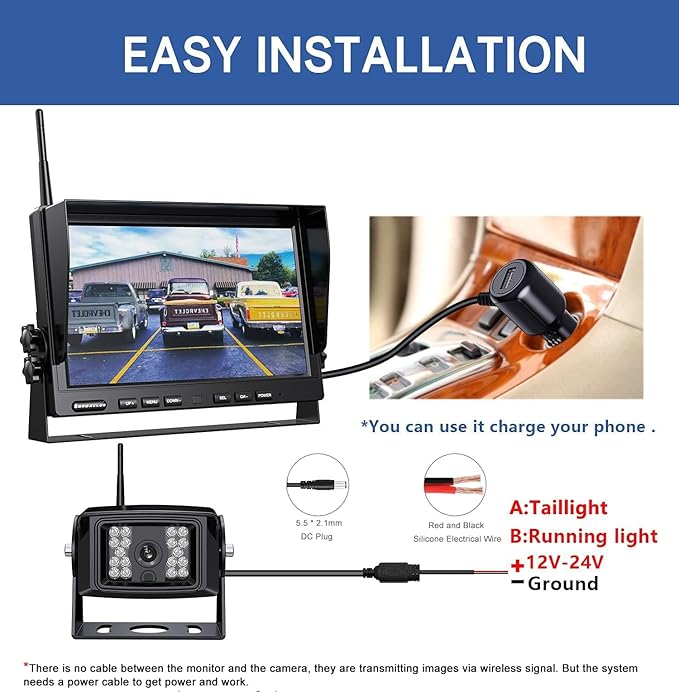 1080P Wireless Backup Camera System with 10 Inch DVR 4 Split Monitor, IP69 Waterproof Stable Signal Record Wireless 1 Rear and 2 Side View Cameras for RV Truck Trailer Camper (BW103)-PawvioPets