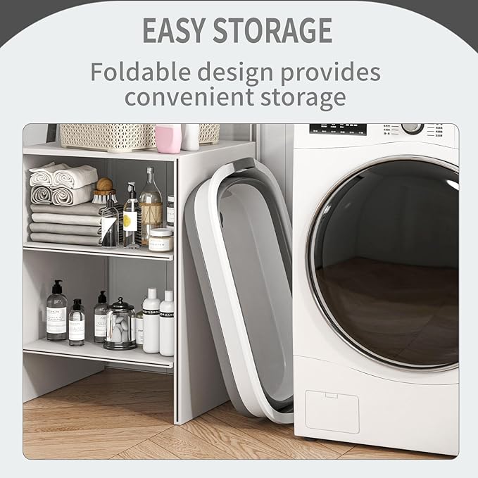 Collapsible Dog Bath Tub for Small Dogs & Cats, Portable Puppy Bath Tub with Water Drain Plug, Space Saving Foldable Pet Bathtub for Indoor & Outdoor Use, Grey-PawvioPets