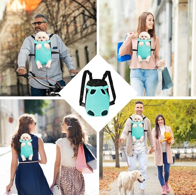 FEimaX Dog Carrier Backpack Pet Legs Out Front Cat Travel Bag, Adjustable Puppy Backpacks Carriers Hands-Free for Small Medium Dogs Cats Hiking Traveling Camping Daily Walking-PawvioPets