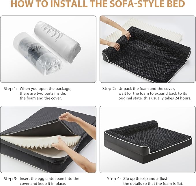 BFPETHOME Orthopedic Dog Beds for Large Dogs-Waterproof Sofa Pet Bed with Removable Washable Cover, Big Dog Bed with Waterproof Lining and Nonskid Bottom,Pet Bed for Large Dogs-PawvioPets