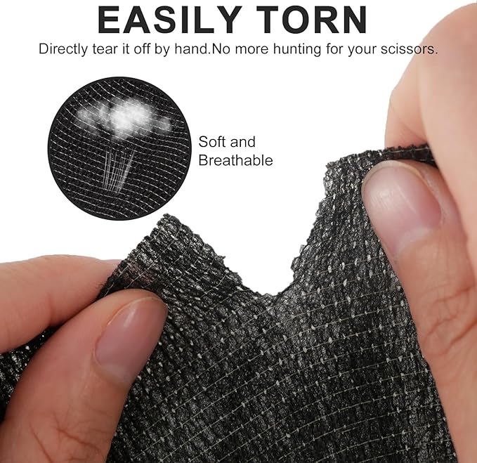 24 Pack Self Adhesive Bandage Wrap, 4” x 5 Yards Cohesive Medical Tape Elastic Grip Tape Black Sports Tape Athletic for Ankle, Wrist Sprains, Pet First Aid (Black, 4 Inch)-PawvioPets