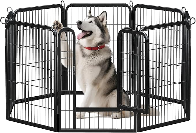 40 Inch Dog Playpen - 8 Panels Metal Pet Exercise Pen for Medium-Large Dogs, Indoor/Outdoor Dog Fence for Yard, Garden, Camping & RV Travel-PawvioPets