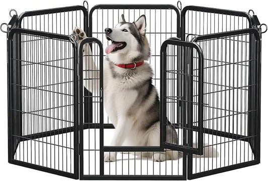 40 Inch Dog Playpen - 8 Panels Metal Pet Exercise Pen for Medium-Large Dogs, Indoor/Outdoor Dog Fence for Yard, Garden, Camping & RV Travel-PawvioPets