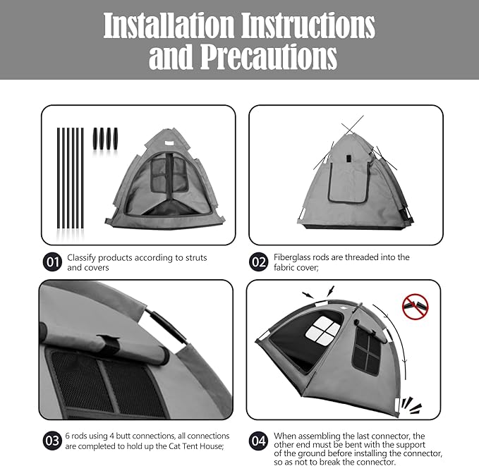 Cat and Dog Outdoor Waterproof Tent House - Indoor/Outdoor Cave Nest Bed for Small Dogs, Cats, Bunnies - Washable (Gray, Small)-PawvioPets