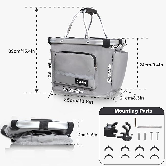 COFIT Detachable Bike Basket, Multi-Purpose Bicycle Handlebar Basket for Pet, Shopping, Commuter, Camping and Outdoor-PawvioPets