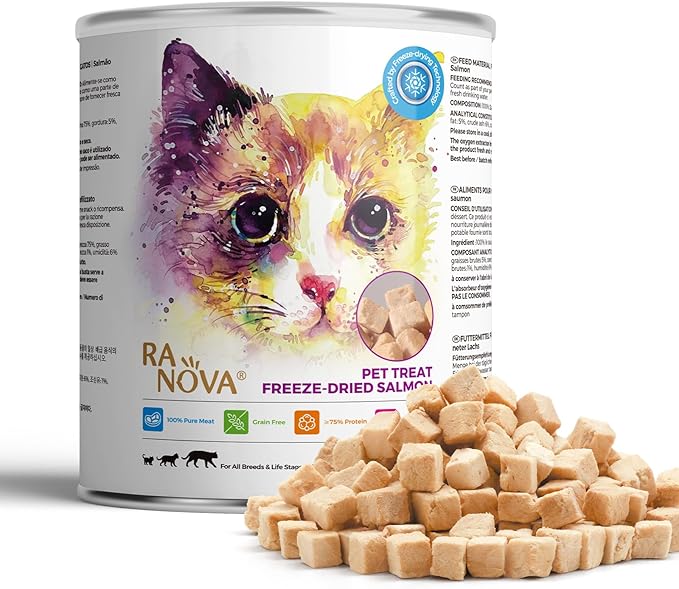 Freeze Dried Cat Treats - 100% Salmon Grain Free Raw - Natural Balance Limited Ingredient High Protein Cat Snacks 115g/4.1oz - Picky Eater Challenger-PawvioPets