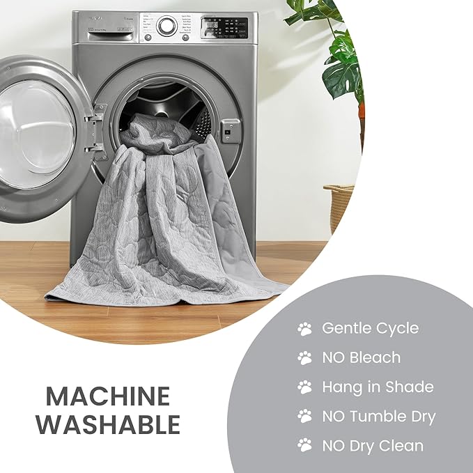 Cozy Bliss Leakproof Cooling Blanket for Medium Dogs – Q-Max>0.4, Durable & Washable Dog Cooling Mat for Hot Weather, Soft Pet Throw & Couch Protector for Dogs & Cats, 30x40 Inch, Heather Silver Grey-PawvioPets