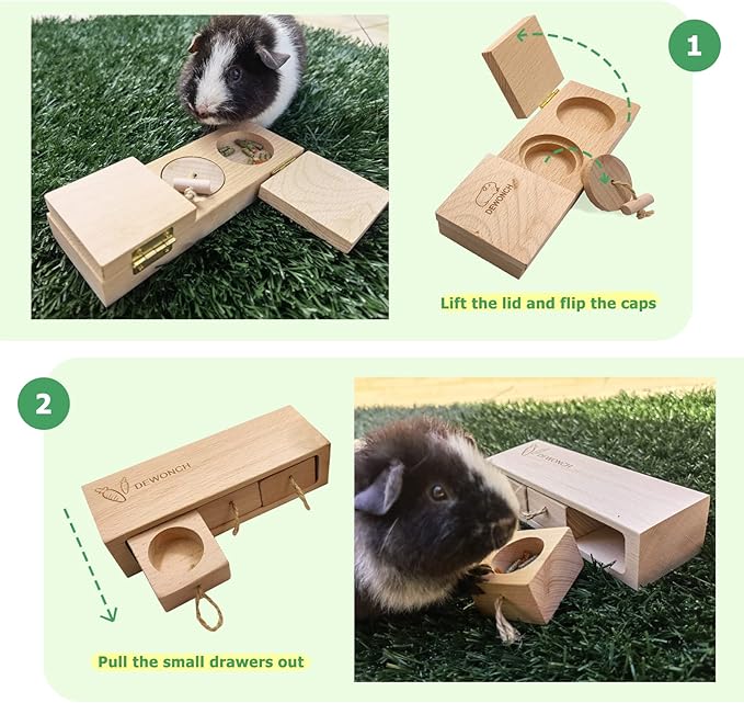 Dewonch Small Animals Hide Treats Foraging Puzzle Toys, Pet Interactive Snuffle Logic Game for Mental Enrichment,for Guinea Pigs,Rabbits,Chinchillas-PawvioPets
