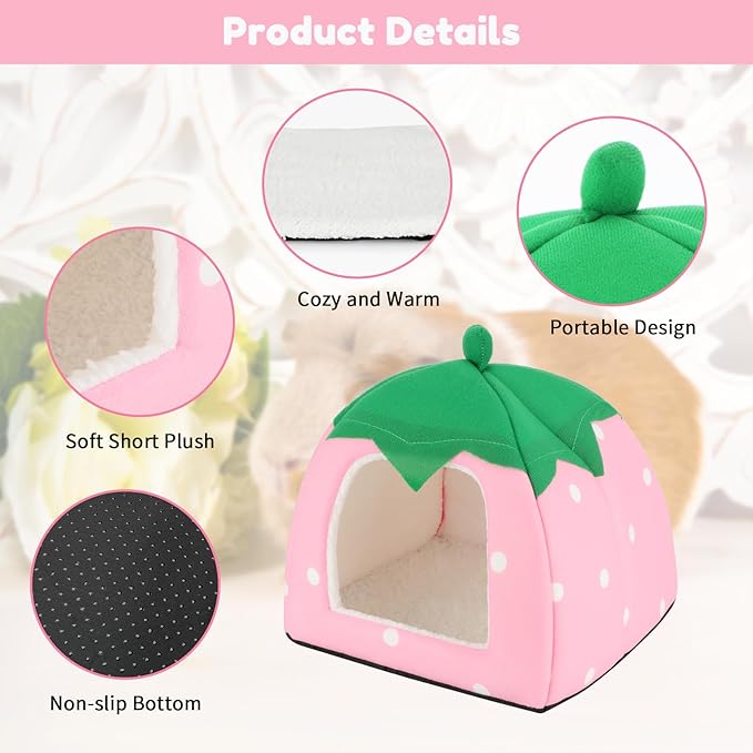 BWOGUE Guinea Pig House Bed Cozy Hamster Cave Large Hideout for Dwarf Rabbits Hedgehog Bearded Dragon Winter Nest Hamster Cage Accessories-PawvioPets