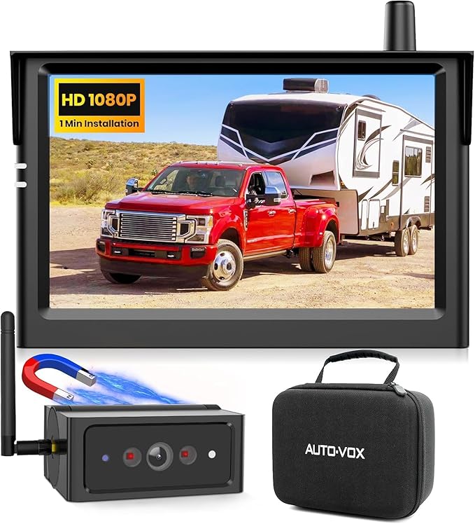AUTO VOX Wireless Backup Camera Magnetic: 5" Portable No Wiring 1 Min Install Trailer Hitch Camera, 2-Channel HD 1080P Car Monitor & IR Night Vision Back Up Camera Systems for Truck, RV, Camper-PawvioPets