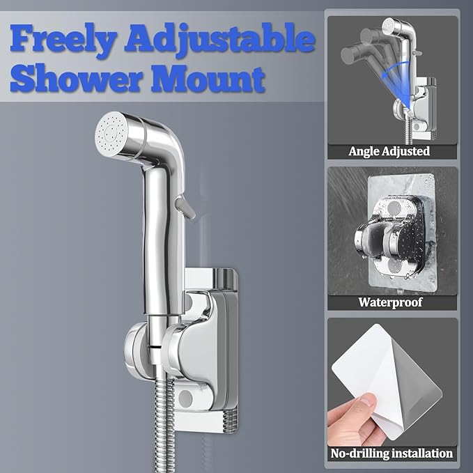 Dog Shower Attachment Metal, YDmeet Pet Washing Hose Attachment for Fast & Clean Bathing, Brass 3 Way Diverter, Adjustable Sprayer wtih Turn Off, 8 ft Hose and Holder, Chrome-PawvioPets