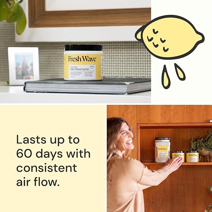 Fresh Wave Lemon Odor Removing Gel, 15 oz., Pack of 2 - Safer Odor Absorbers for Home, Natural Plant-Based Odor Eliminator, Every 15 oz. lasts 30-60 Days, For Cooking, Trash & Pets-PawvioPets