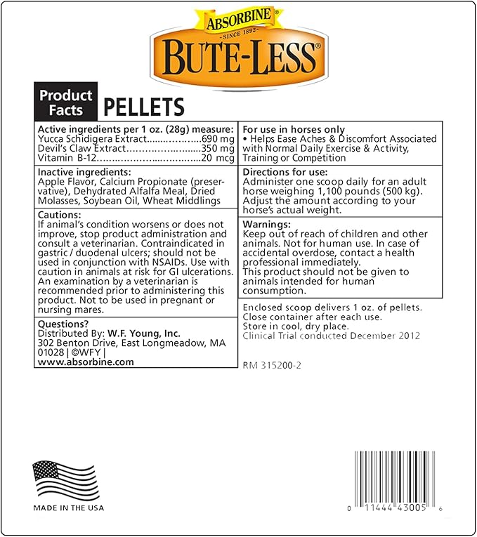 Bute-Less Comfort & Recovery Supplement Pellets, Healthy Inflammatory Response, 2 lb / 32 Day Supply-PawvioPets