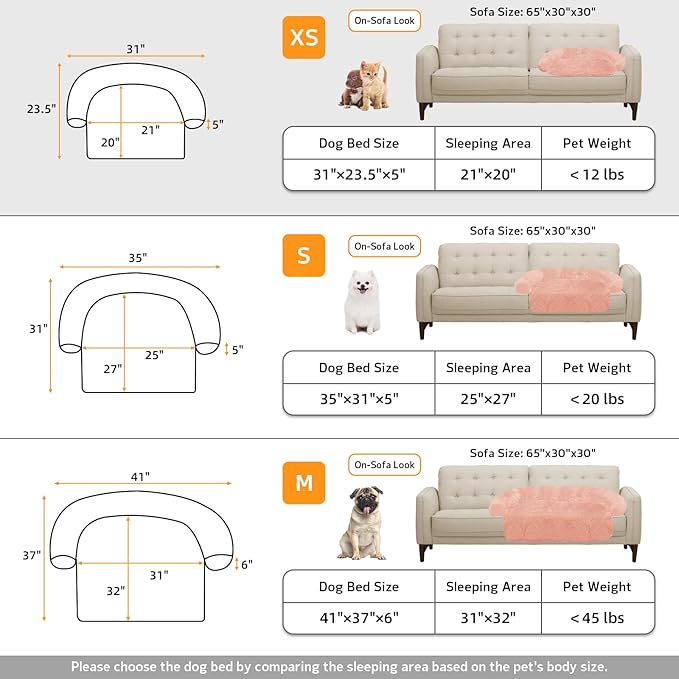 GGIB Calming Dog Bed Fluffy Plush Dog Mat for Furniture Protector with Removable Washable Cover for Large Medium Small Dogs and Cats (XS (31"x23.5"x5"), Pink)-PawvioPets