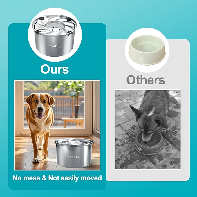 1.5 Gal Dog Water Bowl No Spill, 5.6L Slow Water Bowl for Large Dogs, Slow Drinking Dog Water Bowl Dispenser, Stainless Steel Dog Bowls for Messy Drinkers-PawvioPets