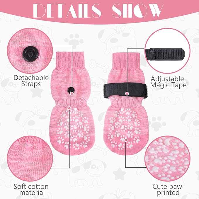EXPAWLORER Anti Slip Dog Socks to Prevent Licking Paws, Dog Shoes for Hot Pavement, Dog Booties for Small Medium Large Senior Dogs, Traction Control Dog Boots & Paw Protectors for Hardwood Floors-PawvioPets