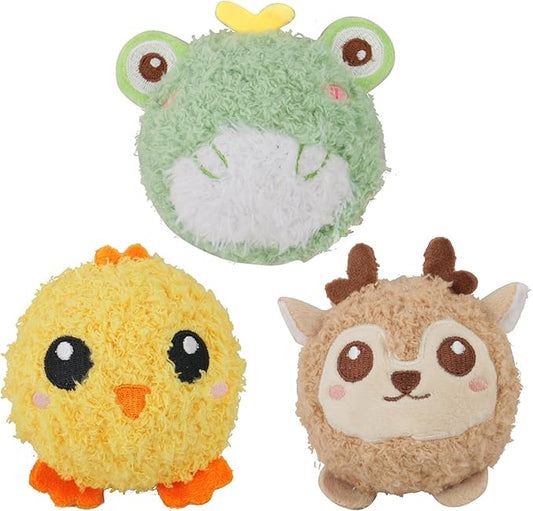 DKING 3Pack Squeaky Dog Balls,2 in1 Funny Puppy Ball Toys,Birthday Dog Toy for Small Medium Dogs (Farm Ball)-PawvioPets