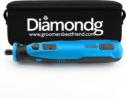 Diamondg Cordless Dog Nail Grinder with Quiet Sound & LED Tip for Large & Small Dogs, 4hrs. Runtime - Electric Dog Nail Trimmer, Heavy Duty Rotary Tool Alternative to Toenail Clippers & Filers-PawvioPets