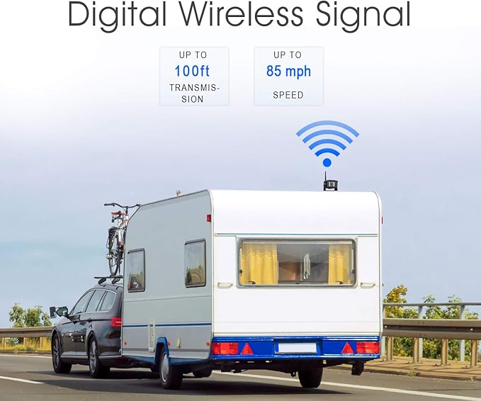 Digital Wireless Backup Camera System Kit, IP69 Waterproof Wireless Rear View Camera + 7’’ LCD Wireless Reverse Monitor for RV/Truck/Trailer/Bus/Camper/5th Wheel (W01-7 inch)-PawvioPets