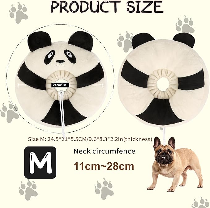 Adjustable Cat Collar Soft to Stop Licking After Surgery for Kitten, Alternative to Cone of Shame, Donut Cone for Cats, Pet Elizabethan Collar (Panda, Medium)-PawvioPets