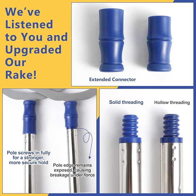 12”Wide Large Metal Carpet Rake Pet Hair Removal Broom, 54" Thicker Handle Low Pile Carpet Brush, Dog Cat Pet Hair Remover, Embedded Fur Pro Clean Removal Tool, Rug Couch Stair Scraper-PawvioPets