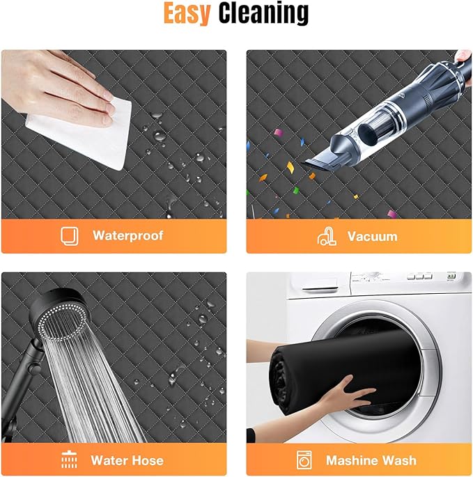 Dog Car Seat Cover for Back Seat, Dog Car Bed Cover with Strong Hard Bottom 4 Panels, Car Back Seat Extender Hammock for Car SUV Truck Black Color-PawvioPets