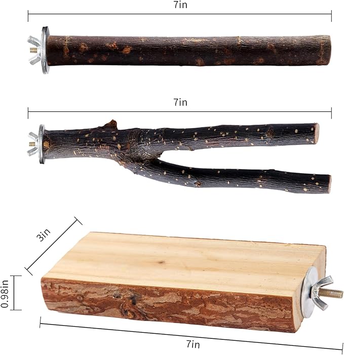 Bird Toys Parakeet Perch Budgie Perch Wood Stand Fork Toys Multi-Branch Perch Platform Toy for Small Conures,Cockatiel,Parrotlet,Lovebird,Parrot,Finches-PawvioPets