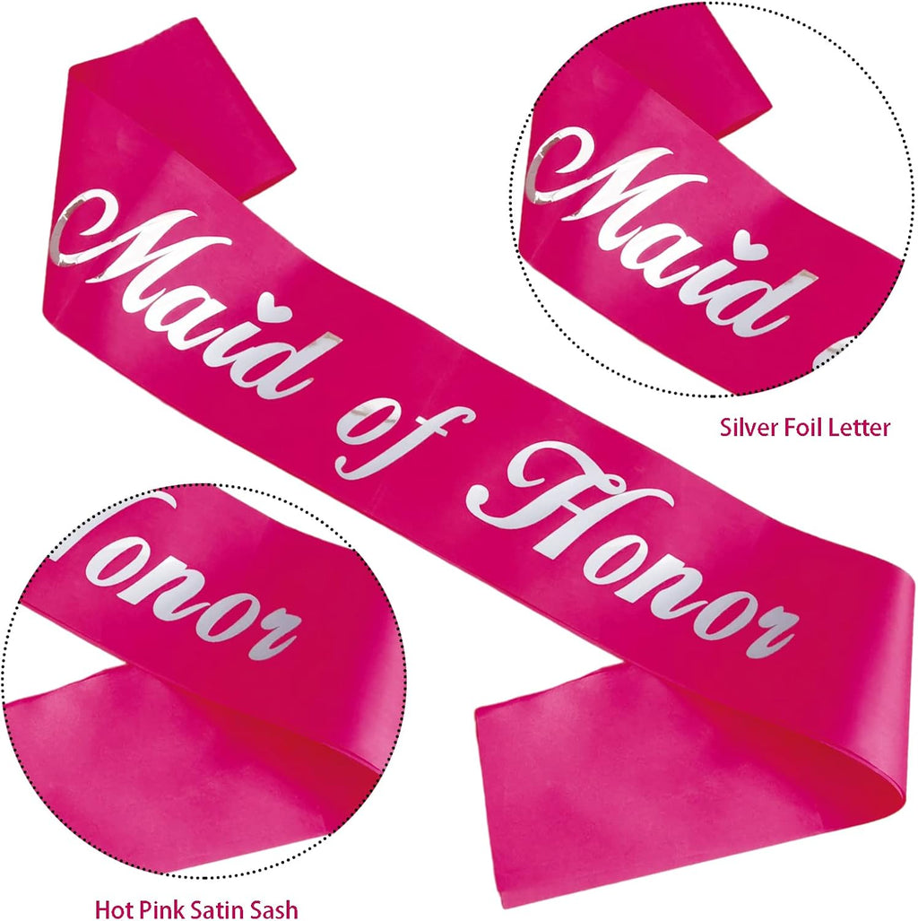 KETAOO Maid of Honor Sash, Maid of Honor Lace Sash for Bridal Shower Favors Engagement or Wedding Party Accessories Bachelorette Party Decorations KE0000038 White/Gold