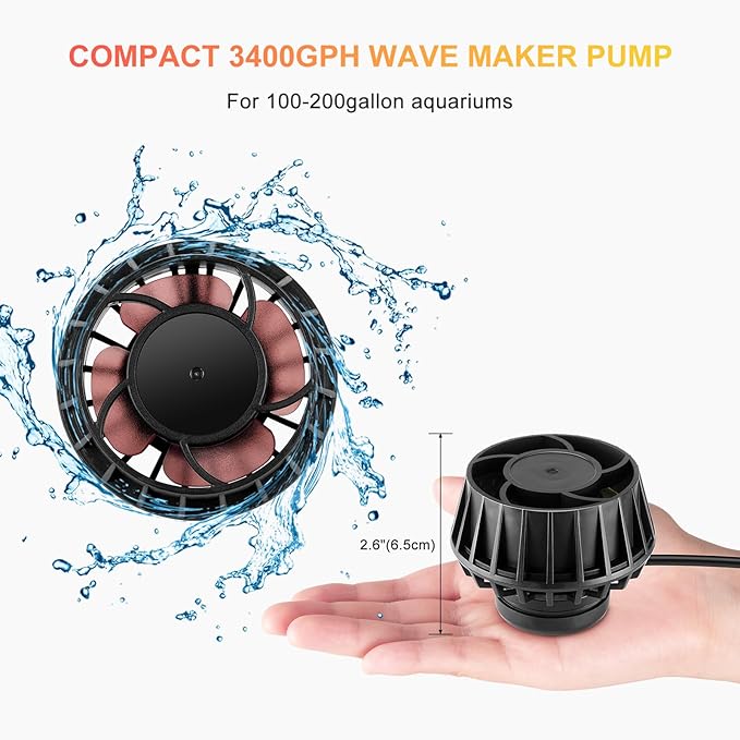 3400GPH Aquarium Wave Maker DC24V Power head with Magnetic Mounting,Wavemaker with Controller for 100-200 Gallon Fish Tanks-PawvioPets