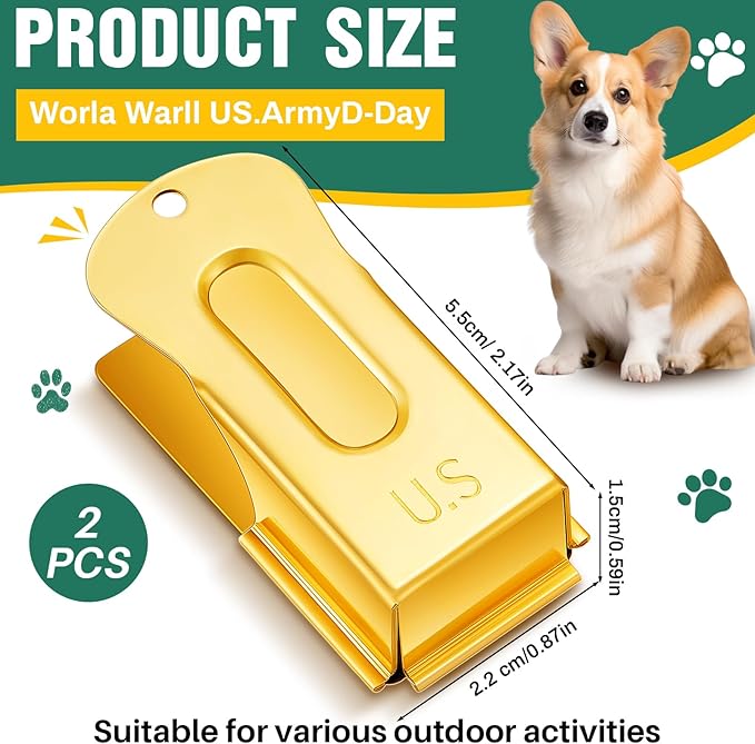 2 Pieces Brass Pet Training Clicker Signaling Cricket Clicker Metal Dog Clicker for Puppy Cats Trainer Pet Owners (Gold)-PawvioPets