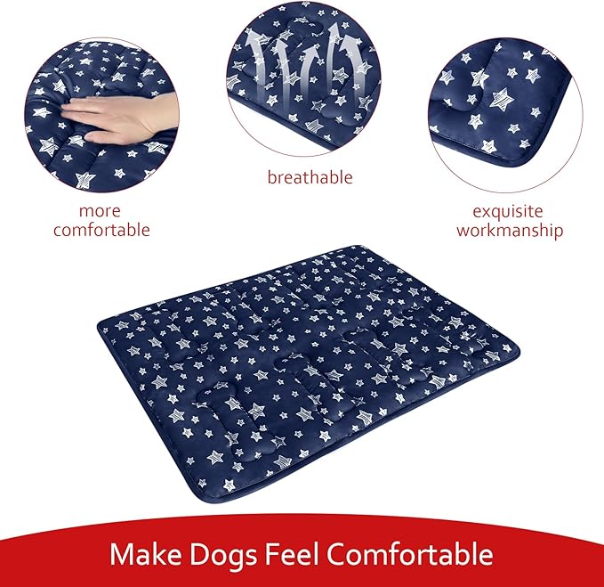 Dog Crate Mat (36" X 23"), Soft Dog Bed Mat with Cute Prints, Personalized Crate Pad, Anti-Slip Bottom, Machine Washable Kennel Pad-PawvioPets