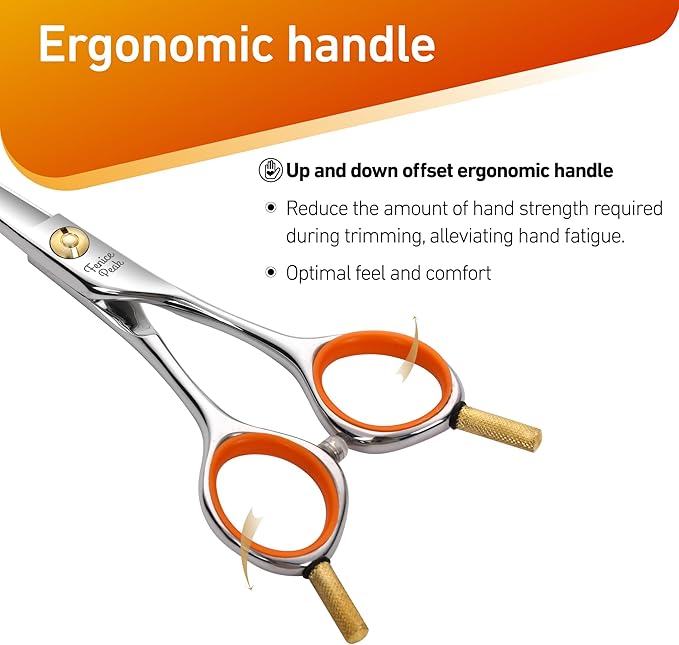 Fenice Peak 6'' Small Curved Scissors Lightweight Dog and Cat Grooming Scissors with Safety Round Tip JP440C Stainless Steel Sharp Blades for Body Facial Nose Ear and Paw Hair Easy Use-PawvioPets