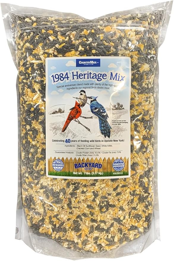 CountryMax Backyard Seeds 1984 Heritage Mix Bird Seed Blend with Black Oil Sunflower, White Millet and Cracked Corn (7 Pounds)-PawvioPets