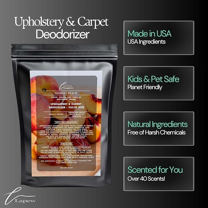 Georgia Peach Carpet Freshener Powder Refill 36 oz | Powerful Odor Eliminator for Home | Upholstery Deodorizer | Carpet Deodorizer | Pet Urine | Cat Litter Box-PawvioPets