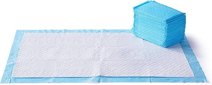 Amazon Basics Absorbent Dog and Puppy Pee Pads with 5-Layer Leak-Proof Design and Quick-Dry Surface for Potty Training, Heavy Duty Absorbency, Giant, 27.5 x 44 Inch - Pack of 30, Blue & White-PawvioPets