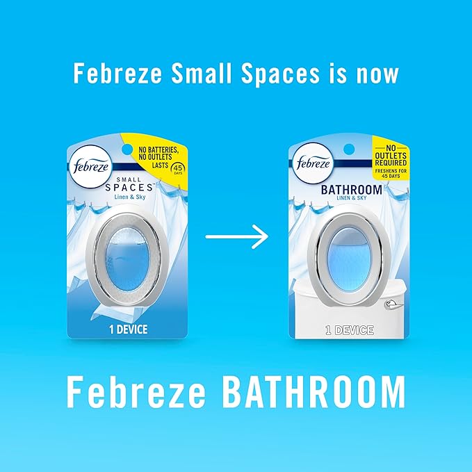 Febreze Bathroom Air Freshener, Odor-Fighting, Plug In Alternative, Air Fresheners for Home and Bathroom and Kitchen, Closet Air Fresheners, Linen & Sky Scent, 2 Count-PawvioPets