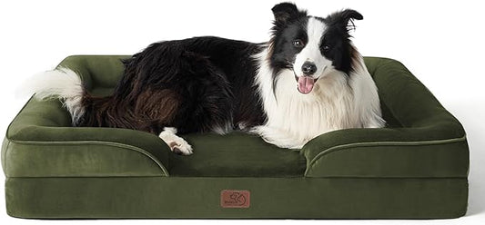 Bedsure Orthopedic Dog Beds Large Sized Dog - Washable Large Dog Cat Bed Waterproof, Comfort Dogs Couch Sofa with Washable Removable Cover, Pet Bed with Nonskid Bottom, Moss Green, 35"-PawvioPets