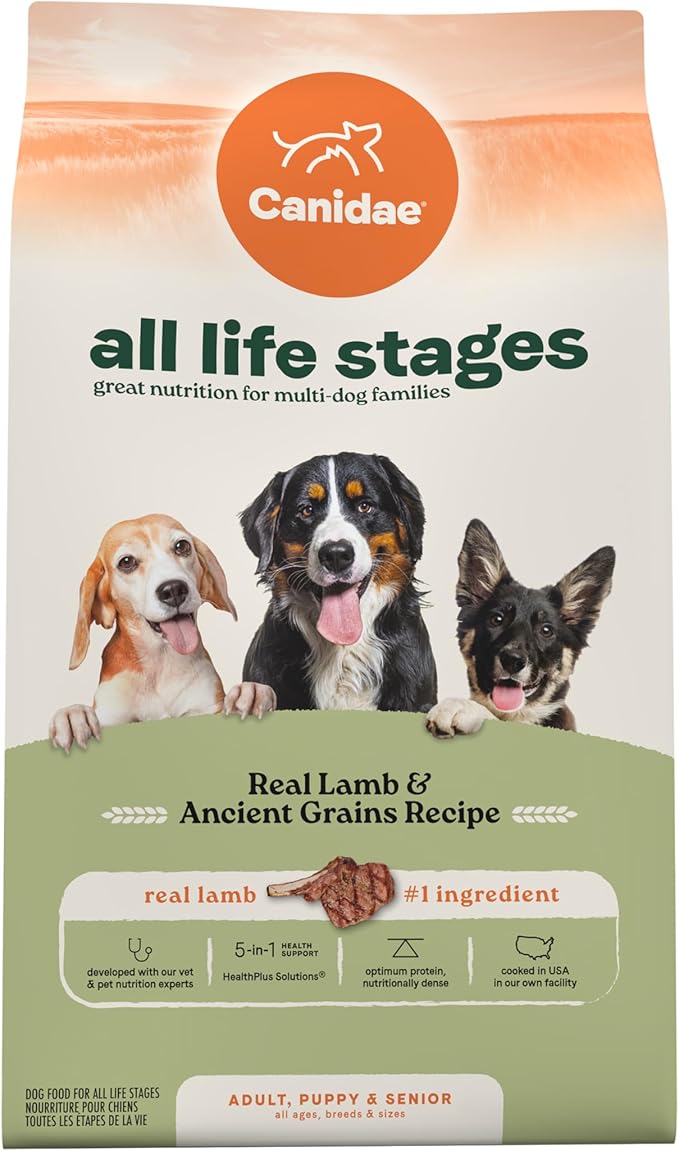 Canidae All Life Stages Real Lamb & Ancient Grains Recipe – High Protein Premium Dry Dog Food for All Ages, Breeds, and Sizes– 27 lbs.-PawvioPets