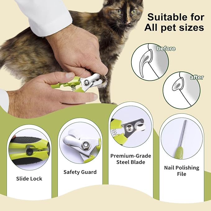 6 PCS Dog and Cat Grooming Kit, Versatile Tools Including Shedding Brush, Nail Clipper with Nail File, Slicker Brush, Dematting Comb-PawvioPets