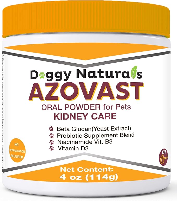 Azovast Powder Kidney Restores & Kidney Powder for Dogs & Cats, (4 Oz) - (175 Scoop/Jar) NO Refrigeration Required - Help Support Kidney Function & Manage Renal Toxins (Made in U.S.A) (4 Oz)-PawvioPets