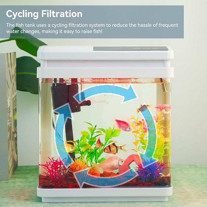 Beginner Betta Fish Tank Aquarium kit Intelligent Timed Shutdown, Seven LED Lights, Adjustable Brightness, High-Transparency Glass, Efficient Filtration-PawvioPets